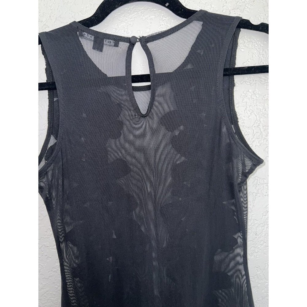 HAUTE Monde Black Bodysuit Sheer Floral Sleevless Size M Womens Sexy G - Picture 9 of 11